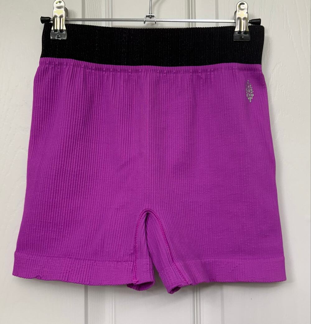 Free People Movement Ribbed Seamless Biker Shorts Neon Magenta Pink M/L NWT